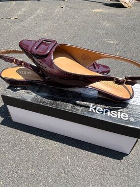 Kensie Burgundy Patent Slingback with Buckle